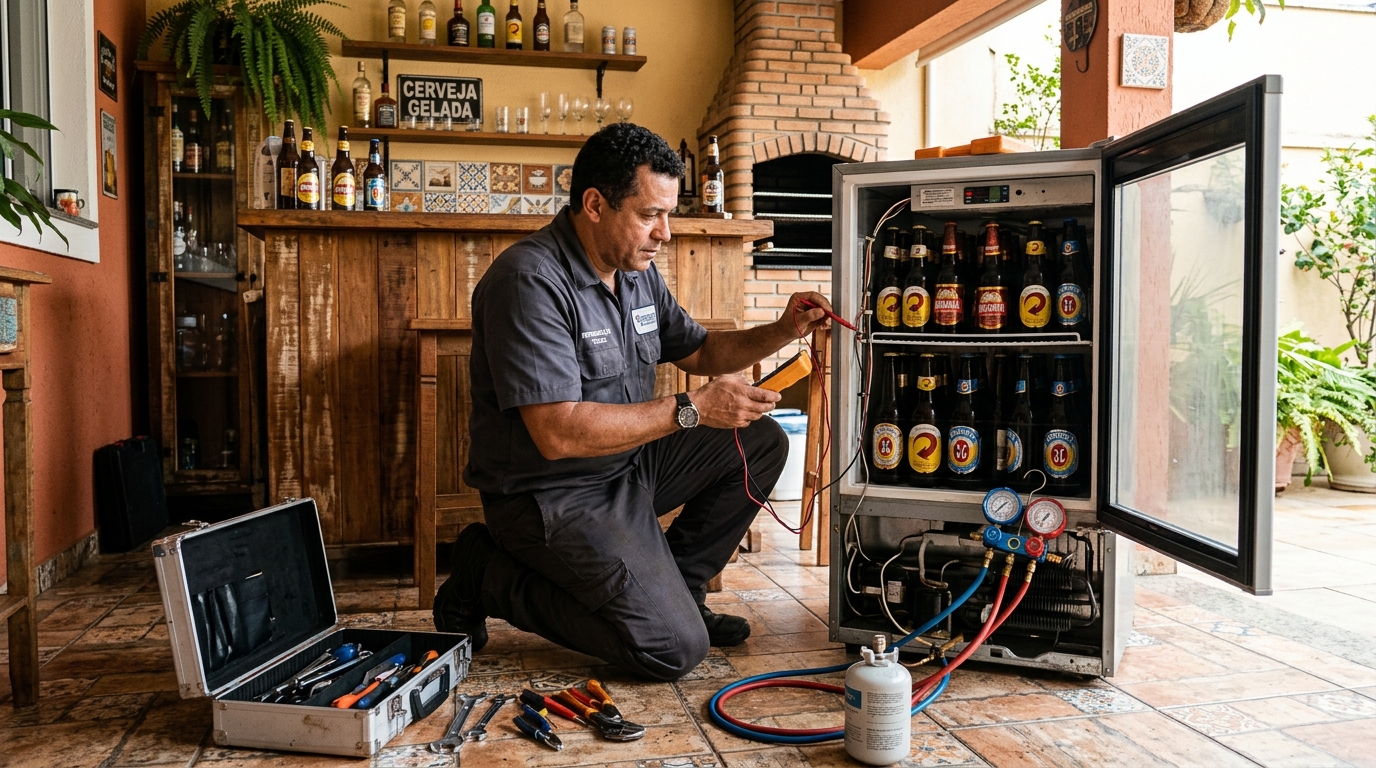 Recarga de gás refrigerante em cervejeira em atendimento em Sorocaba‑SP